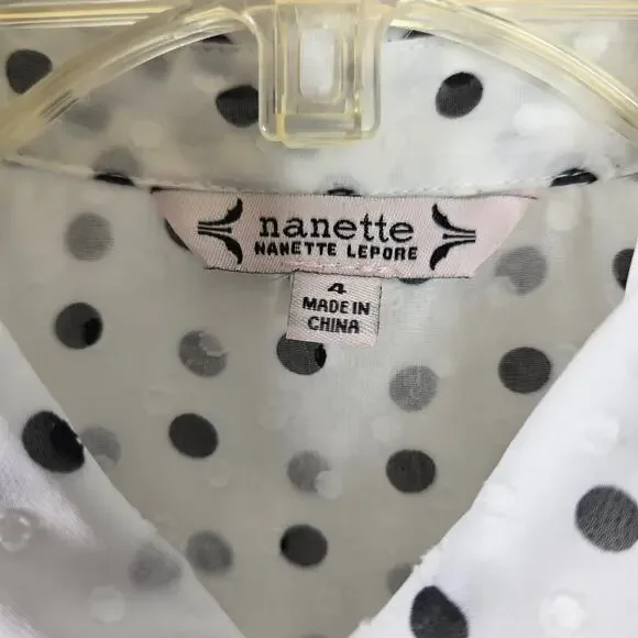 Nanette Lepore Cannoli Cream Black Polka Dot Fit and Flare Dress Size 4 - Picture 5 of 8